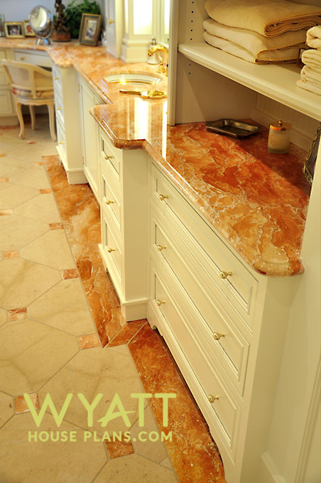 Floor boarders compliment this bathroom cabinet design. There's nothing left to question in a thorough house plan.